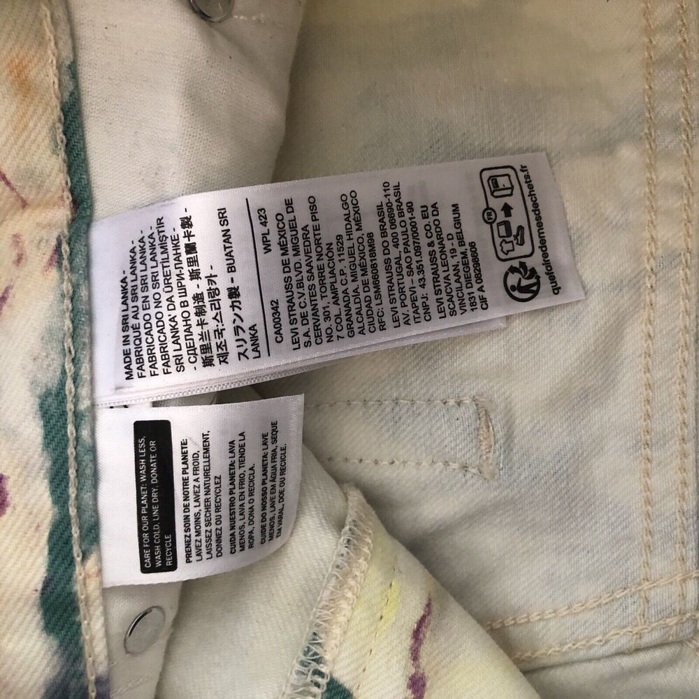 Levi's 80’s Mom Shorts White Tie Dye 100% cotton pockets denim multicolor #R37 - Picture 7 of 12